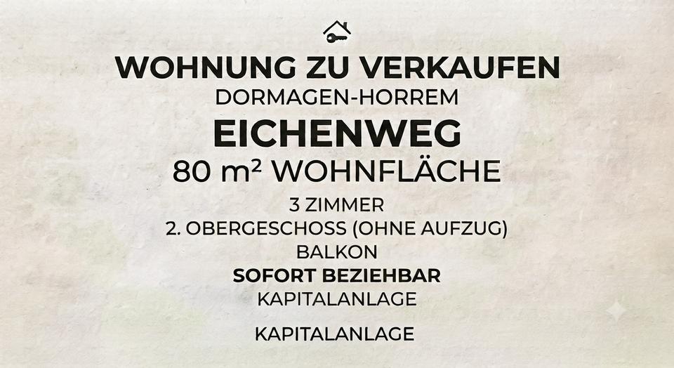 Etagenwohnung Dormagen Hackenbroich - 3 Zimmer, 80 m&sup2;, 235.000&euro; | Angebot:27045406