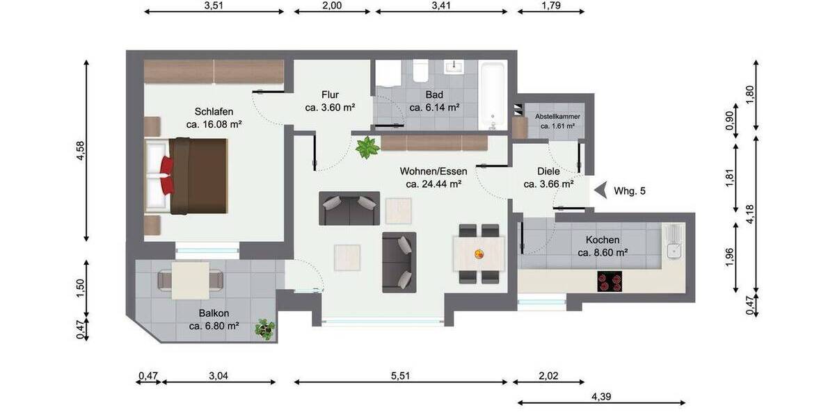 Etagenwohnung Düsseldorf Hellerhof - 2 Zimmer, 65 m&sup2;, 279.000&euro; | Angebot:25742589