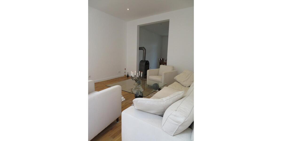 LED - Spots, Glattputz, Massivholzdielen, in der Mitte ein Kamin 4 zimmer