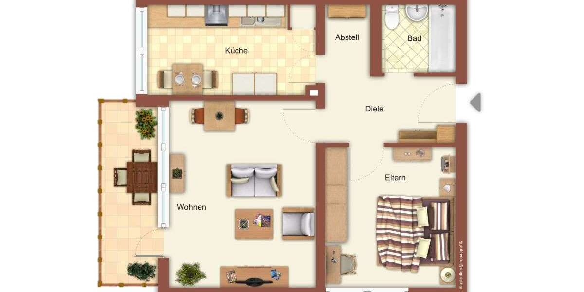 Etagenwohnung Mönchengladbach Schrievers - 2 Zimmer, 54 m&sup2;, 499&euro; | Angebot:26458157