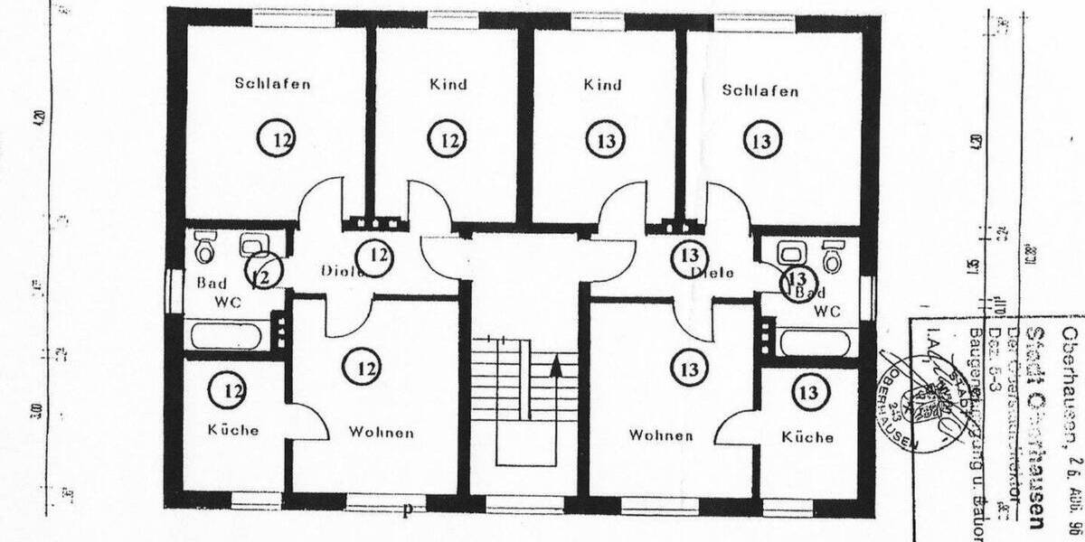Etagenwohnung Oberhausen Stadtmitte - 3 Zimmer, 60 m&sup2;, 540&euro; | Angebot:26890120