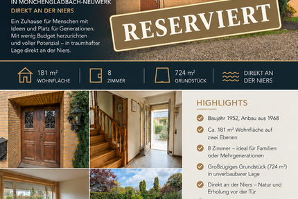 Haus Mönchengladbach Ost - 8 Zimmer, 181 m&sup2;, 320.000&euro; | Angebot:23251121