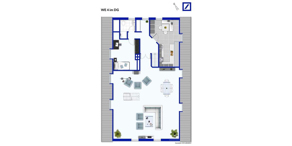 Nichts von der Stange: Einzigartiges Dachgeschoss plus Garten 3 zimmer