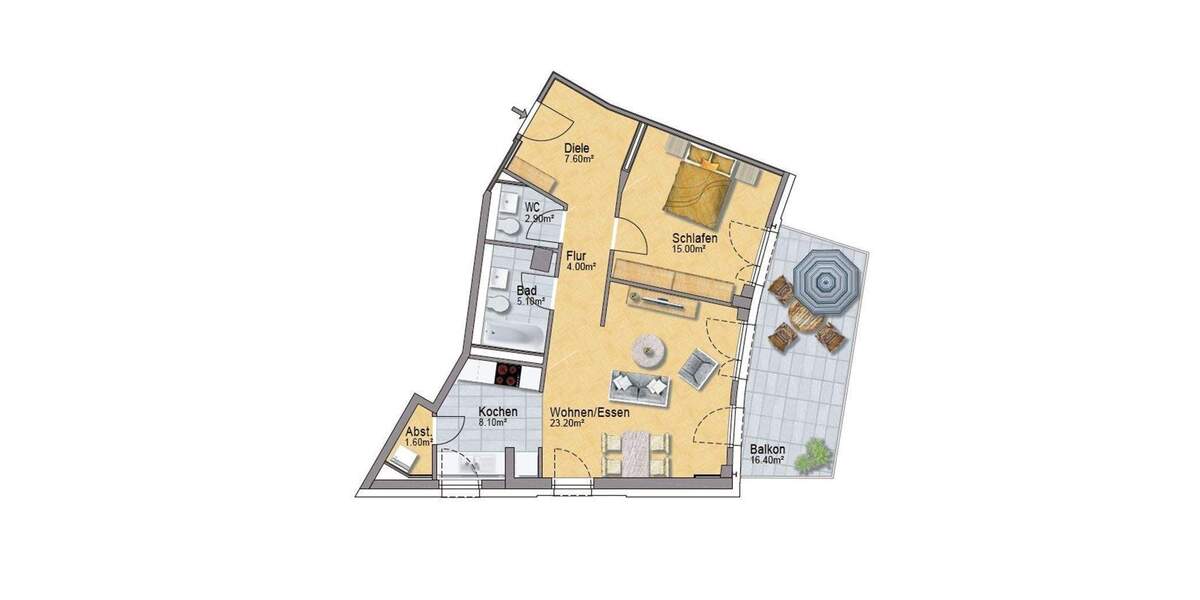 Etagenwohnung Düsseldorf Flingern Nord - 2 Zimmer, 74 m&sup2;, 1.249&euro; | Angebot:25865182