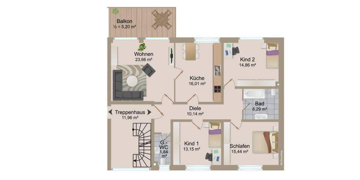 Etagenwohnung Meerbusch / Osterath Osterath - 4 Zimmer, 110 m&sup2;, 520.000&euro; | Angebot:24530912