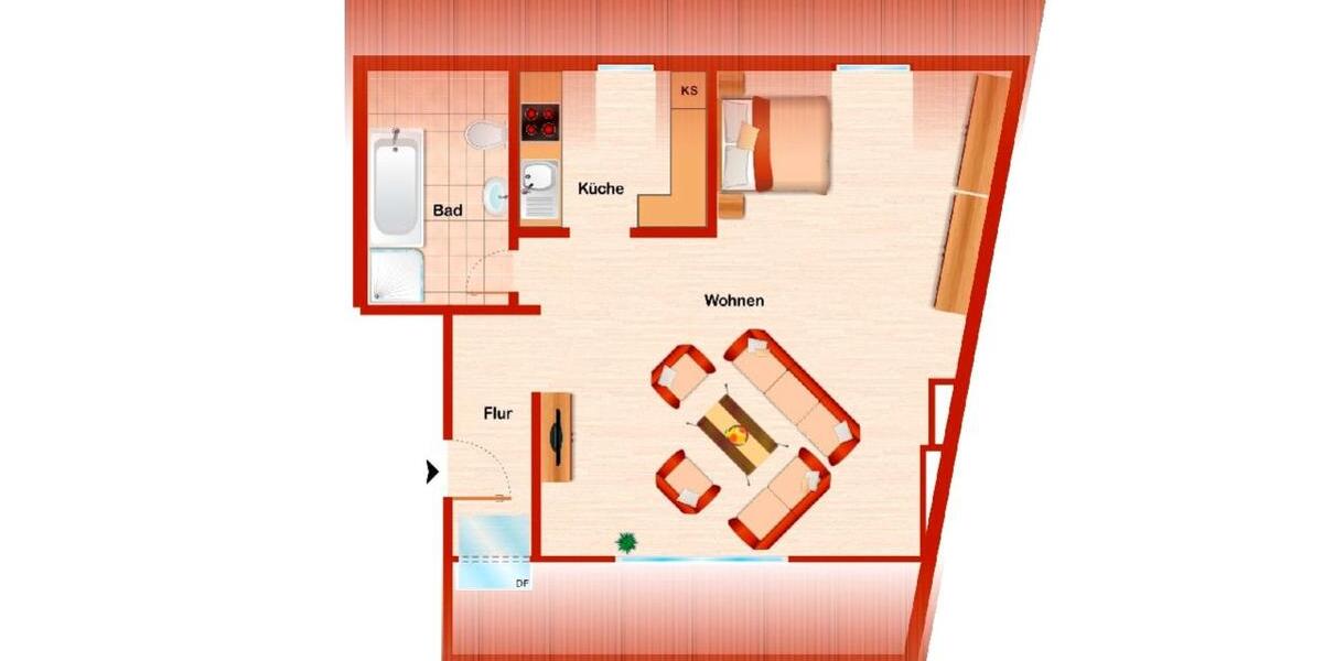 Dachgeschoßwohnung Moers - 1 Zimmer, 45 m&sup2;, 410&euro; | Angebot:26476714
