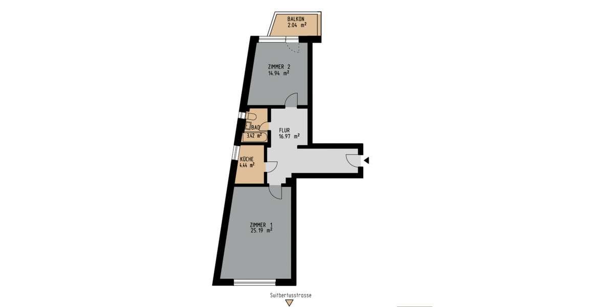 Etagenwohnung Düsseldorf Stadtbezirk 3 - 2 Zimmer, 70 m&sup2;, 1.399&euro; | Angebot:25084518