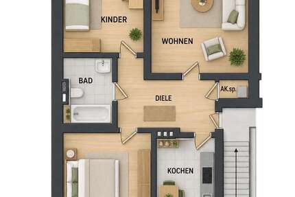Wohnung Oberhausen Lirich - 3 Zimmer, 70 m&sup2;, 560&euro; | Angebot:27331449