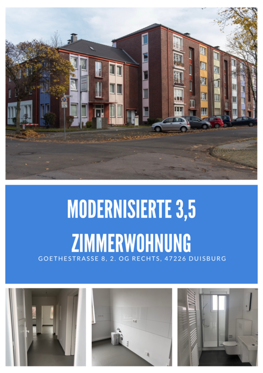 Wohnung zum Mieten in Duisburg 471,75 € 60.95 m²