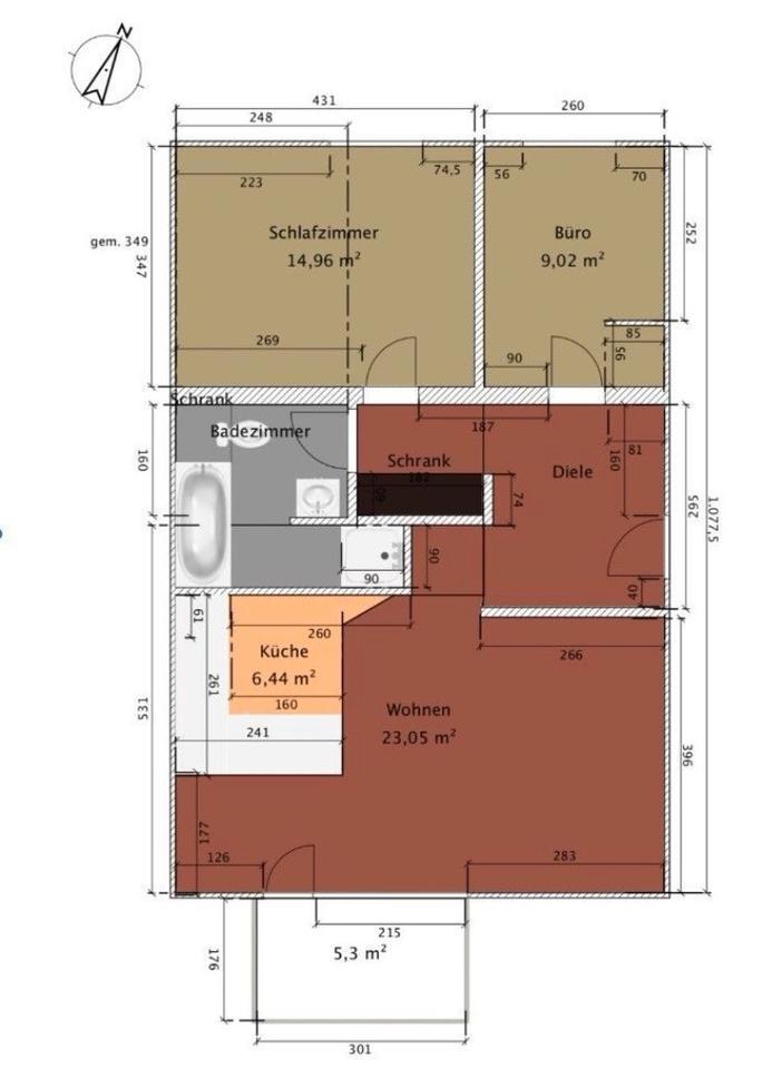 Von Privat! Ruhige und stilvolle Wohnung mit Balkon nahe Rhein.