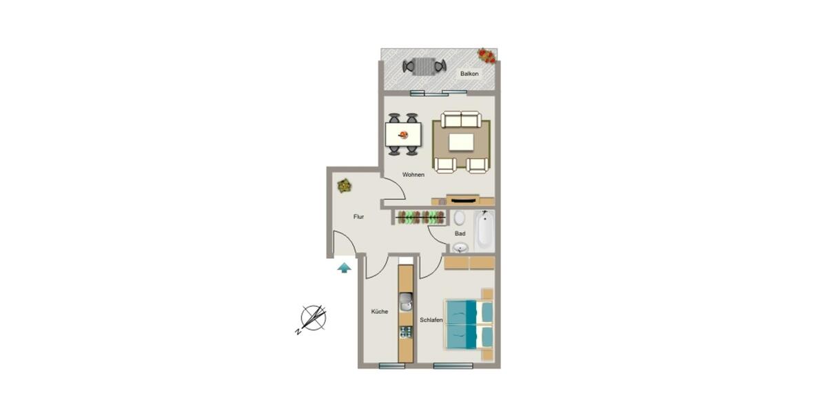Erdgeschoßwohnung Düsseldorf Stadtbezirk 6 - 2.5 Zimmer, 60 m&sup2;, 740&euro; | Angebot:25996586