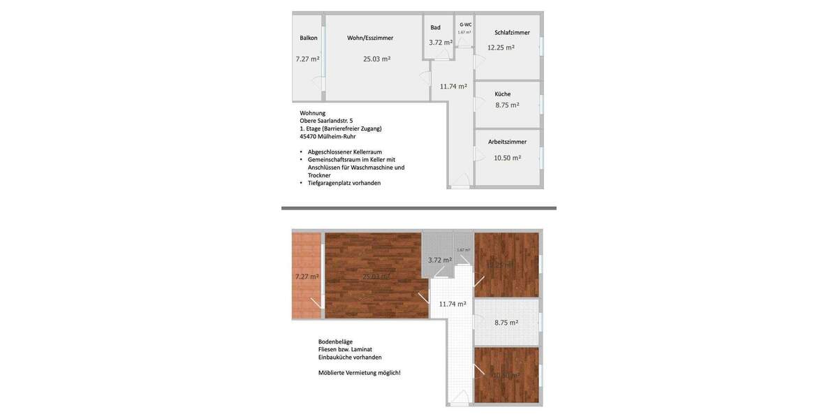 Etagenwohnung Mülheim an der Ruhr Holthausen - 3 Zimmer, 81 m&sup2;, 1.150&euro; | Angebot:25778235