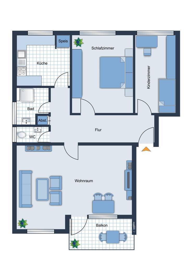 Gut geschnittene 3 Zimmer-Wohnung nach Bedarf zur 4 Zimmer-Wohnung erweiterbar