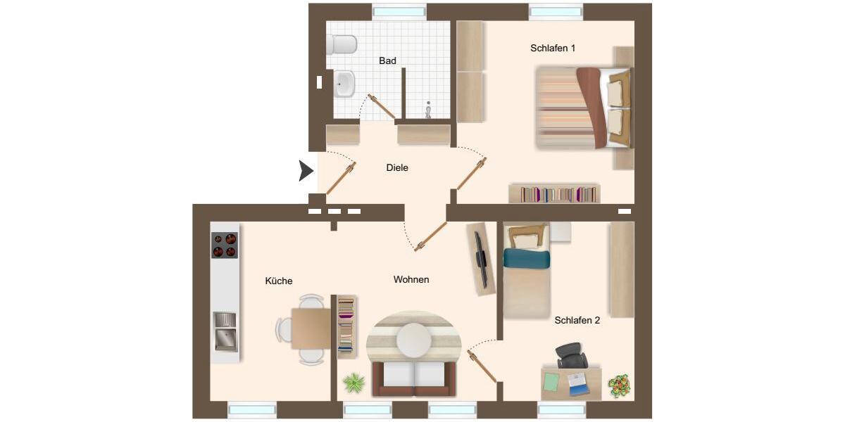 Etagenwohnung Krefeld Benrad - 3 Zimmer, 61 m&sup2;, 155.000&euro; | Angebot:25806490