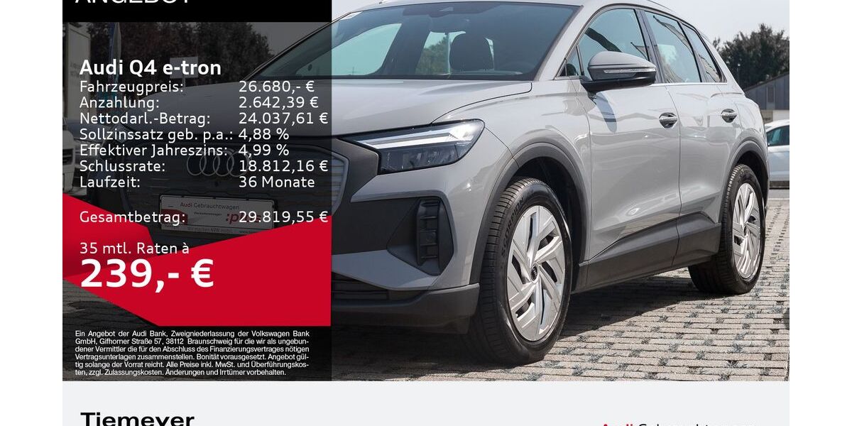 Audi Q4 e-tron 29.428 km 26.480 &euro; Oberhausen 46047