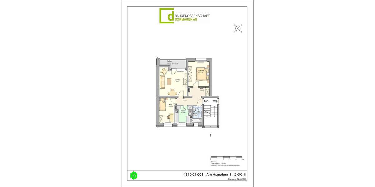 Etagenwohnung Dormagen Horrem - 3 Zimmer, 67 m&sup2;, 622&euro; | Angebot:26455311