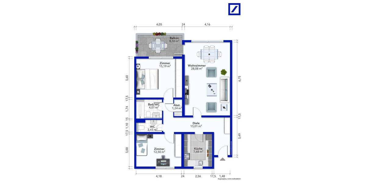 Etagenwohnung Düsseldorf Bilk - 3 Zimmer, 86 m&sup2;, 349.000&euro; | Angebot:26596578