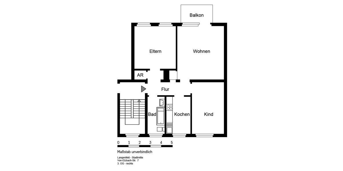Etagenwohnung Langenfeld (Rheinland) - 3 Zimmer, 71 m&sup2;, 804&euro; | Angebot:25699132