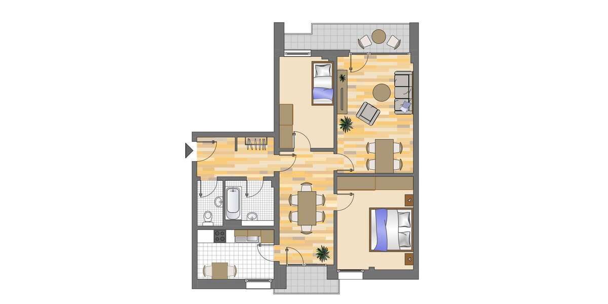 Etagenwohnung Düsseldorf Hassels - 3 Zimmer, 81 m&sup2;, 992&euro; | Angebot:27169107