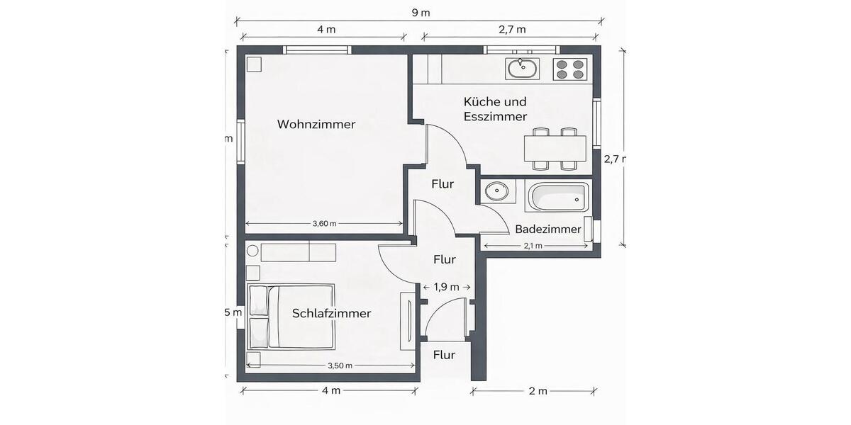 Erdgeschoßwohnung Essen Stadtbezirk III - 2 Zimmer, 47 m&sup2;, 650&euro; | Angebot:26025021