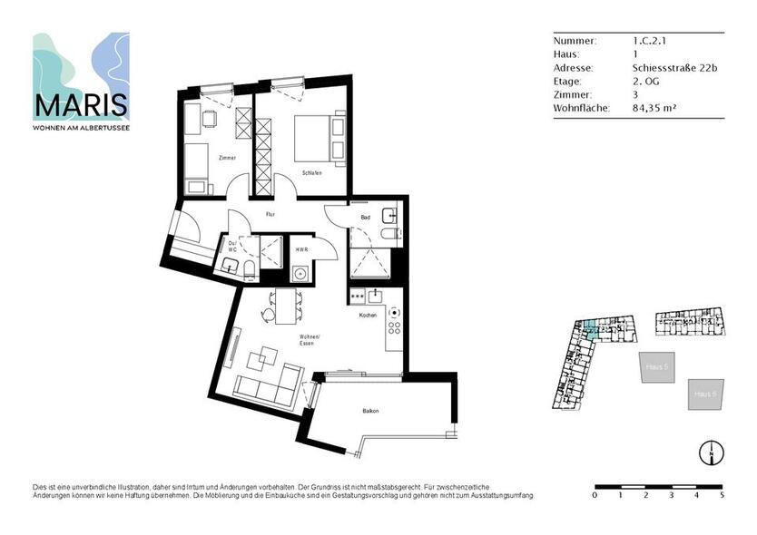 Großzügige 3-Zimmer-Wohnung mit zwei Bädern und sonnigem Balkon (mietpreisgedämpftes wohnen) zimmer