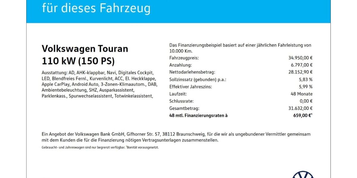 VW Touran 25.346 km 34.950 &euro; Solingen 42651