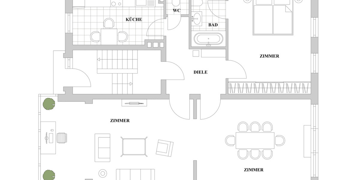 Etagenwohnung Düsseldorf Grafenberg - 3 Zimmer, 100 m&sup2;, 1.300&euro; | Angebot:25820119