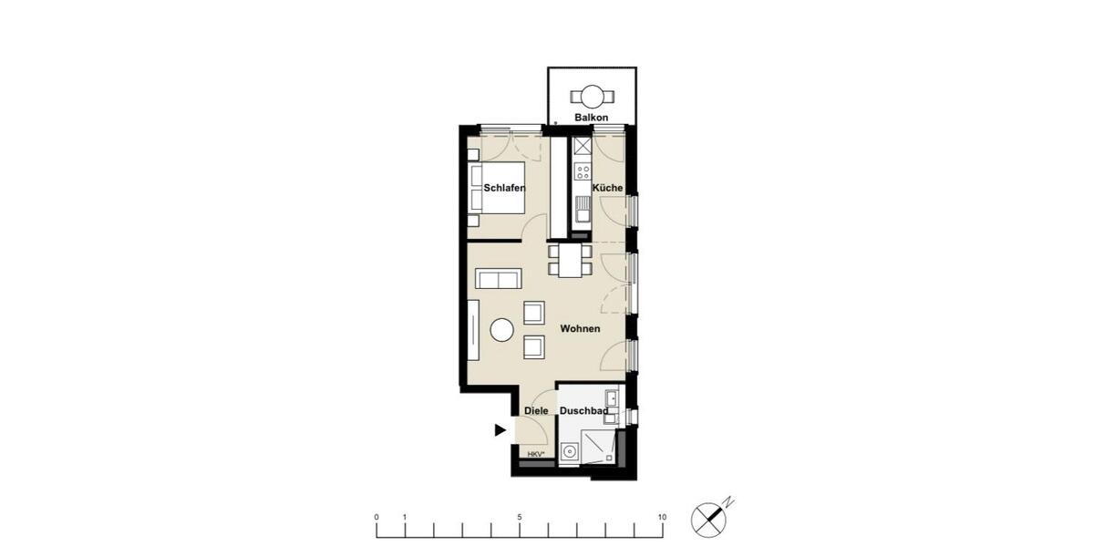Etagenwohnung Düsseldorf Heerdt - 2 Zimmer, 60 m&sup2;, 1.860&euro; | Angebot:26366111