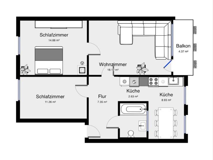 Etagenwohnung Duisburg Angerhausen - 3.5 Zimmer, 70 m&sup2;, 215.999&euro; | Angebot:25483506