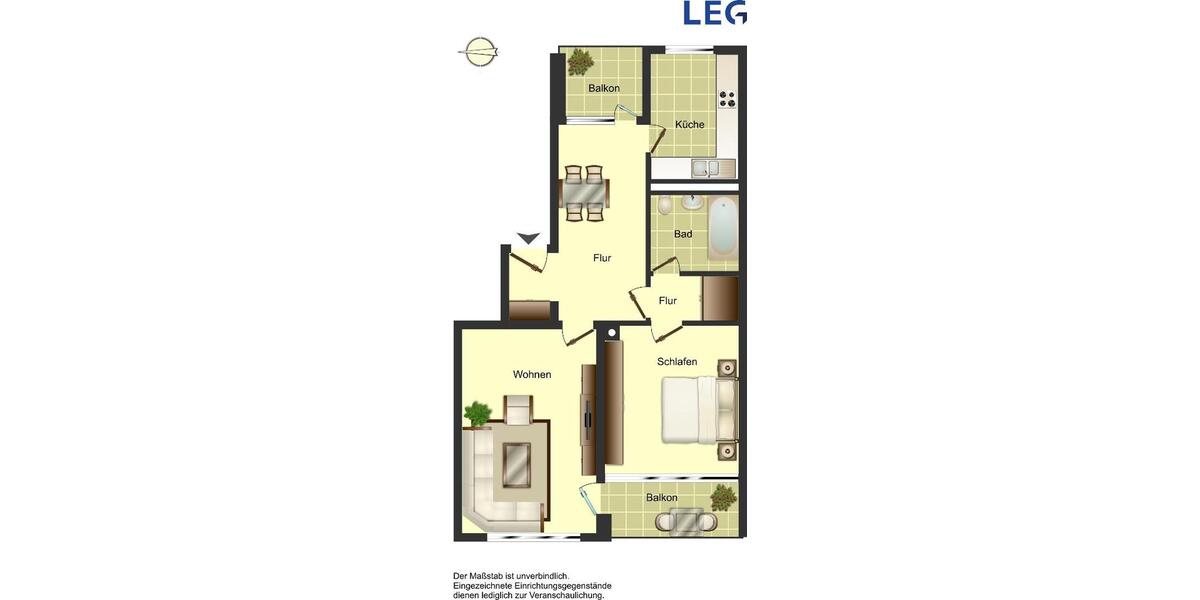 Etagenwohnung Ratingen Tiefenbroich - 2 Zimmer, 65 m&sup2;, 709&euro; | Angebot:26270299