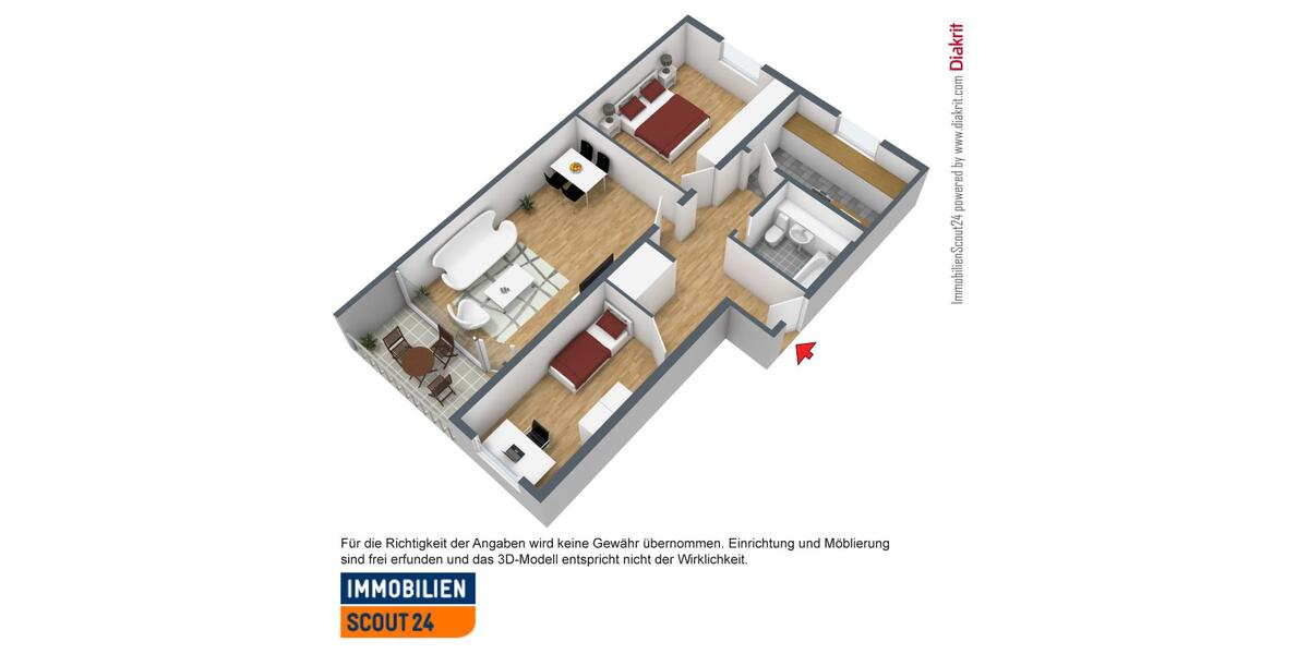 Etagenwohnung Monheim am Rhein - 3 Zimmer, 68 m&sup2;, 779&euro; | Angebot:26416249