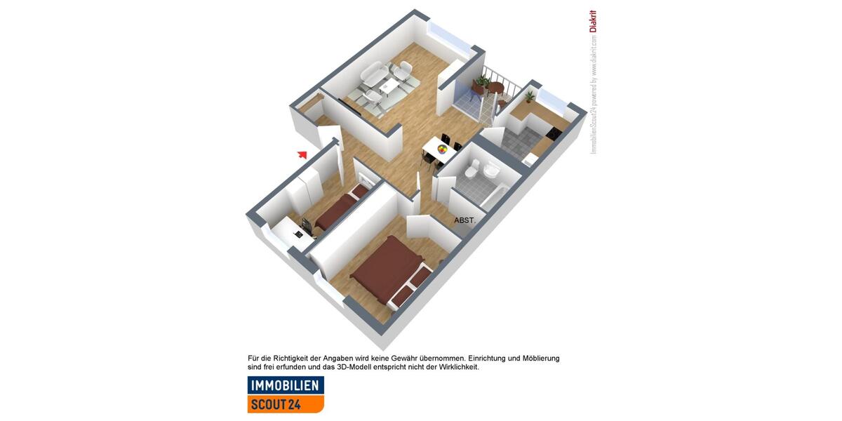 Etagenwohnung Monheim am Rhein - 3 Zimmer, 70 m&sup2;, 859&euro; | Angebot:26349950