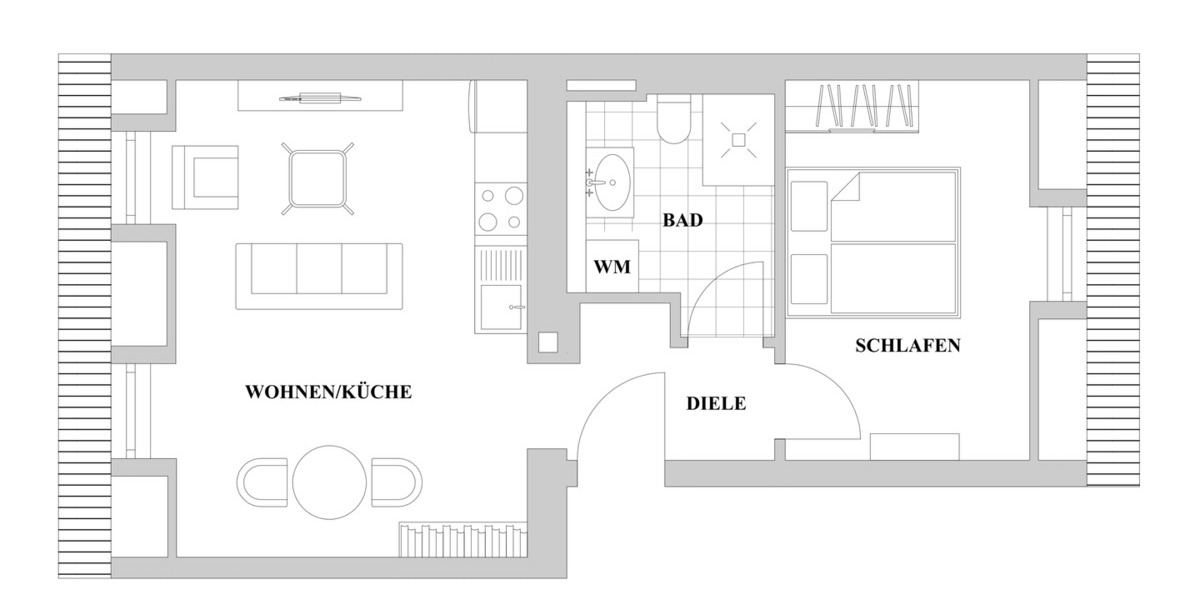 Etagenwohnung Düsseldorf Oberbilk - 2 Zimmer, 41 m&sup2;, 995&euro; | Angebot:26418606