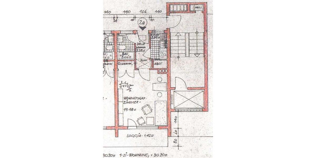 Etagenwohnung Düsseldorf Stadtbezirk 5 - 1 Zimmer, 30 m&sup2;, 195.000&euro; | Angebot:24629187