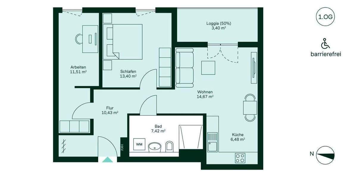 Barrierefreie 3-Zi.-Wohnung im 1. OG mit Loggia und Aufzug 3 zimmer