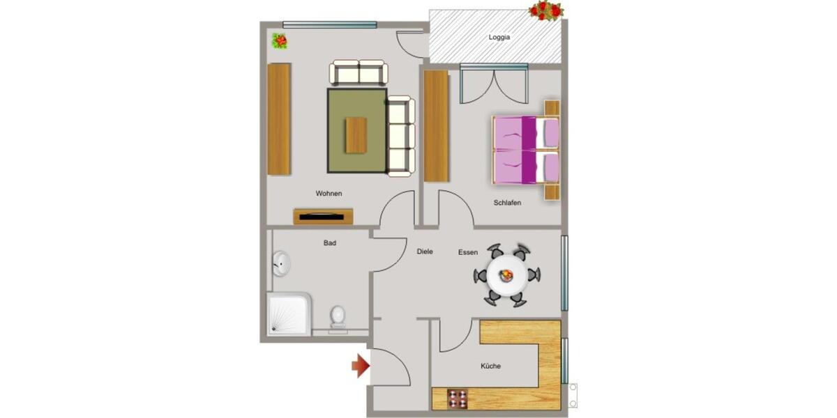 Etagenwohnung Düsseldorf Stadtbezirk 8 - 2.5 Zimmer, 64 m&sup2;, 742&euro; | Angebot:26389098
