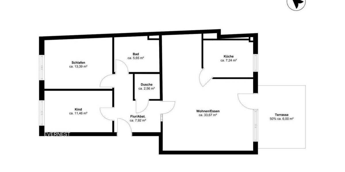 Terrassenwohnung Düsseldorf Holthausen - 3 Zimmer, 88 m&sup2;, 420.000&euro; | Angebot:23950674