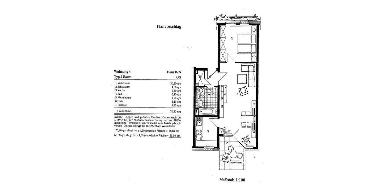 Terrassenwohnung Krefeld Stadtmitte - 2 Zimmer, 65 m&sup2;, 185.000&euro; | Angebot:25760366
