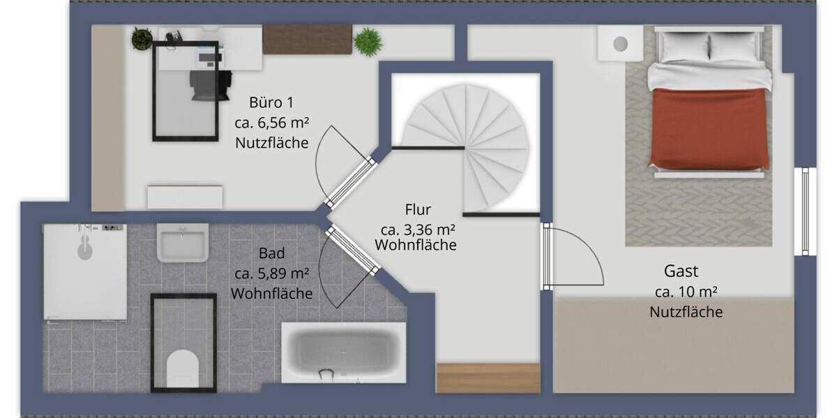Helle Maisonettewohnung mit Dachterrasse und ca. 17m² Bonusfläche 3 zimmer