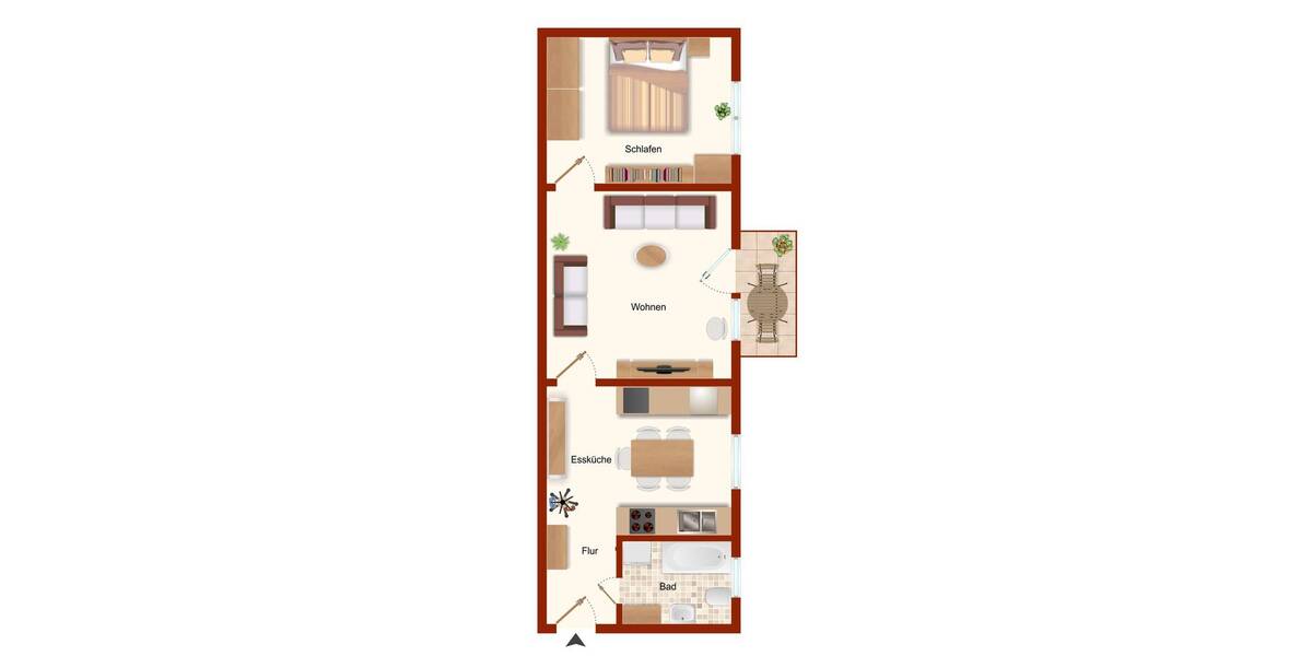 Etagenwohnung Düsseldorf Unterbilk - 2 Zimmer, 60 m&sup2;, 1.440&euro; | Angebot:26802576