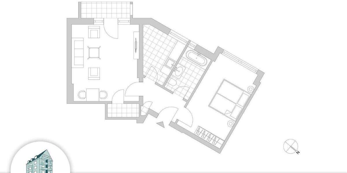 Etagenwohnung Düsseldorf Pempelfort - 2 Zimmer, 57 m&sup2;, 269.000&euro; | Angebot:25317267