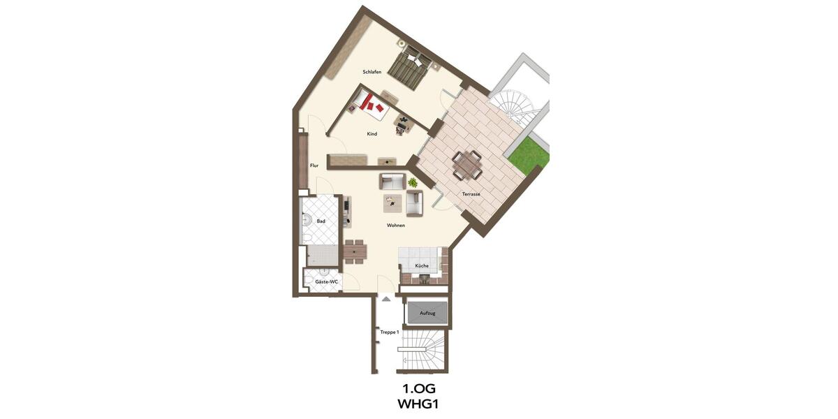 Erstbezug! Exklusive 3-Zimmer-Wohnung im 1. OG mit Terrasse – hochwertiger Neubau in Stadtmitte 3 zimmer
