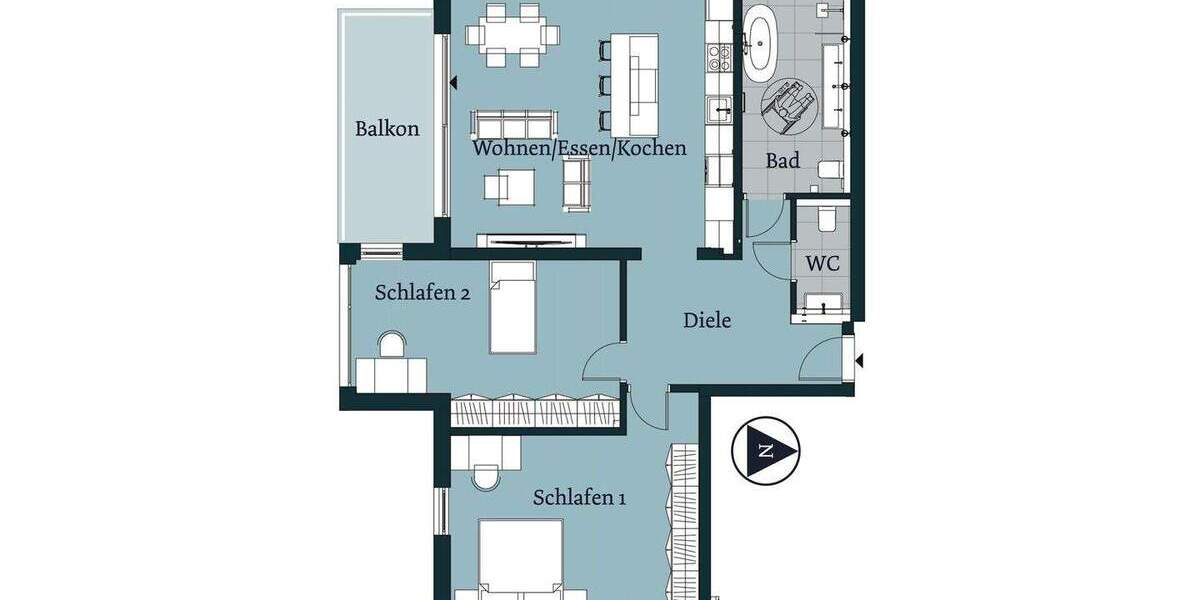 Etagenwohnung Düsseldorf Lohausen - 3 Zimmer, 102 m&sup2;, 726.000&euro; | Angebot:25773630