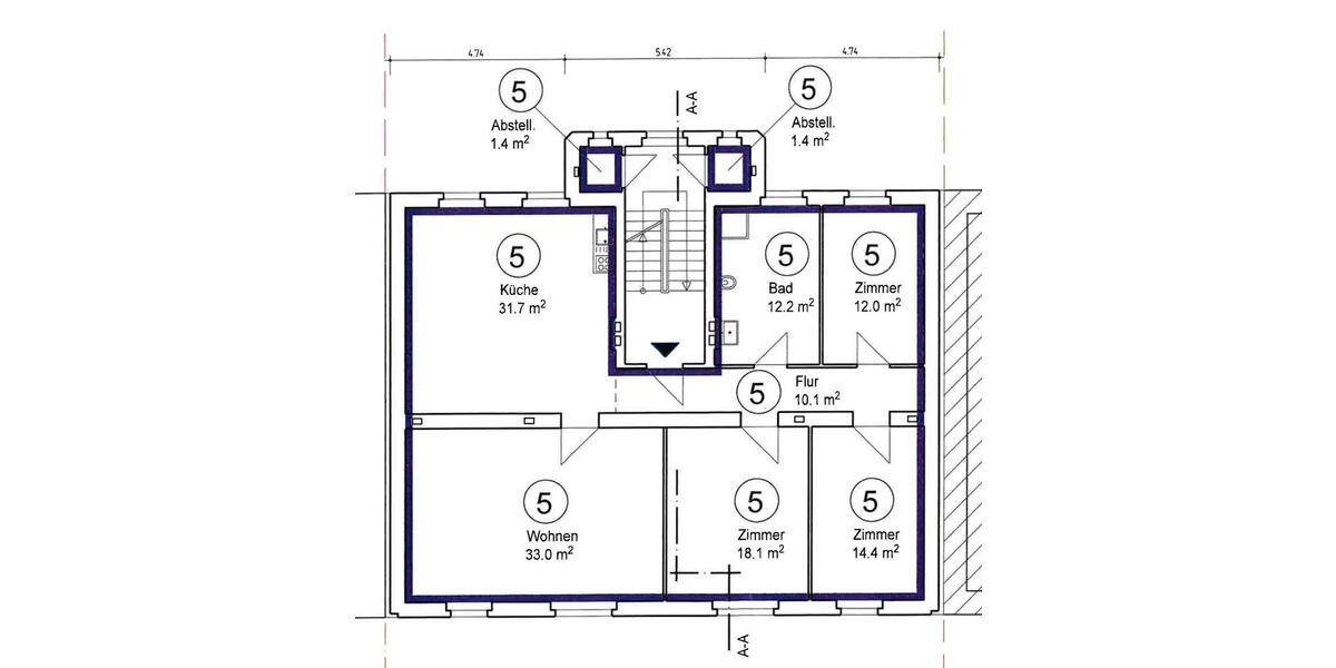 Etagenwohnung Düsseldorf Stadtbezirk 6 - 5 Zimmer, 131 m&sup2;, 470.000&euro; | Angebot:26414899