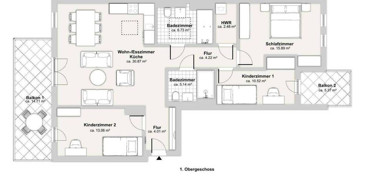 Etagenwohnung Düsseldorf Eller - 4 Zimmer, 108 m&sup2;, 1.905&euro; | Angebot:26501601