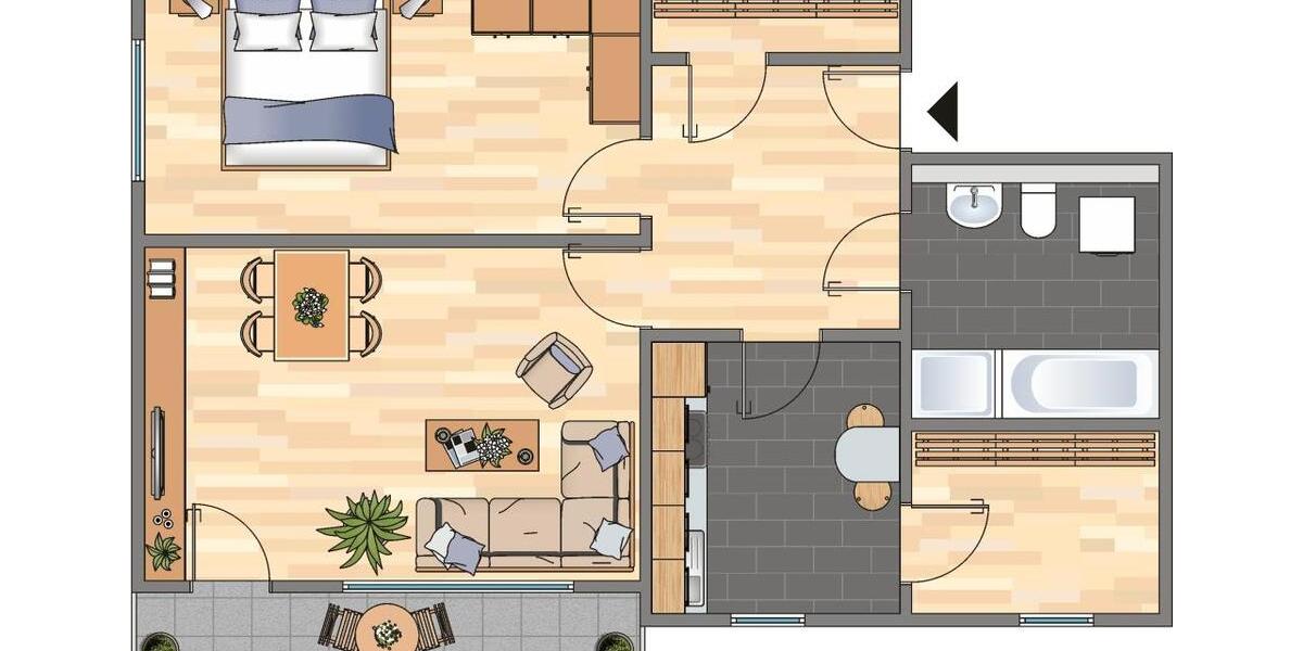Etagenwohnung Velbert Velbert-Mitte - 2 Zimmer, 63 m&sup2;, 479&euro; | Angebot:25644834