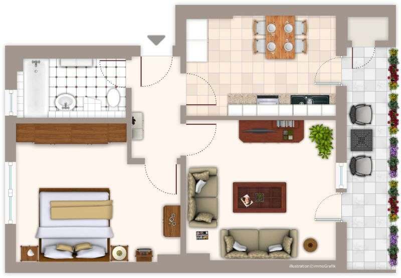 Etagenwohnung Mönchengladbach Süd - 2 Zimmer, 53 m&sup2;, 529&euro; | Angebot:26907453