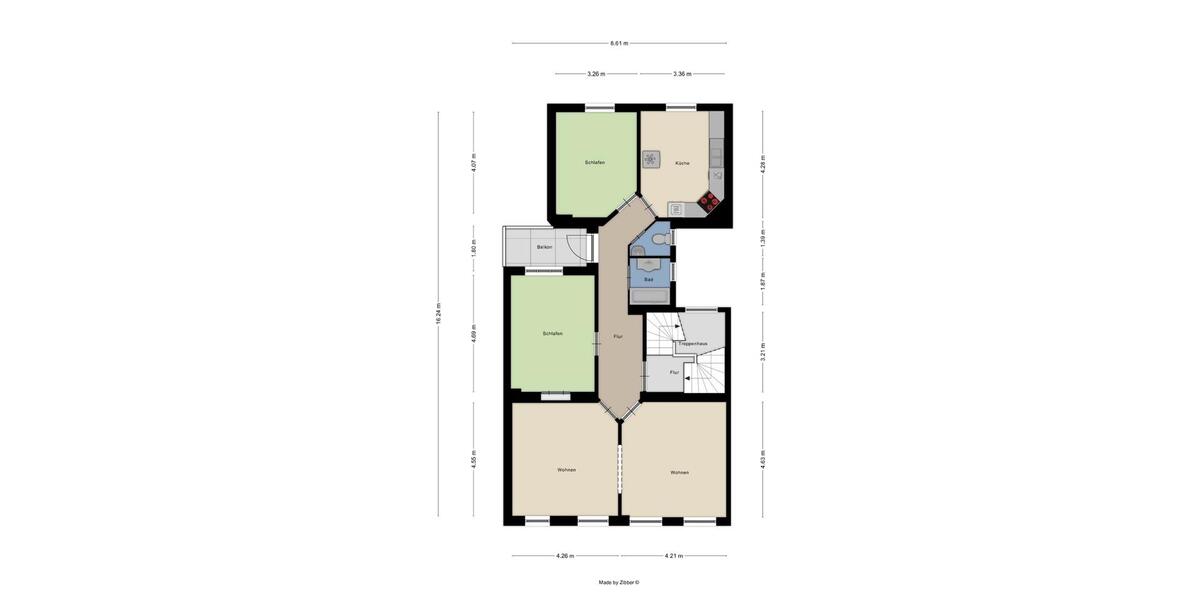Etagenwohnung Wuppertal Sedansberg - 4 Zimmer, 100 m&sup2;, 900&euro; | Angebot:26396565