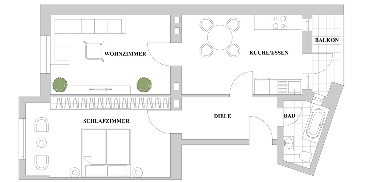 Etagenwohnung Düsseldorf Bilk - 2 Zimmer, 65 m&sup2;, 1.150&euro; | Angebot:26451619