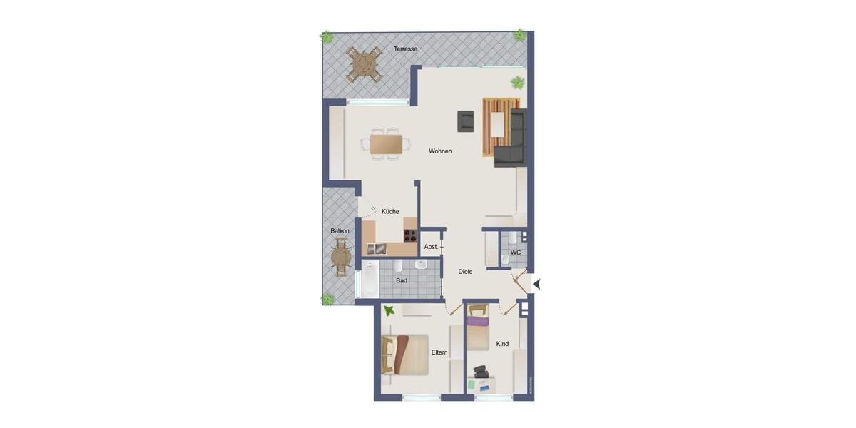 Etagenwohnung Mülheim an der Ruhr Saarn - 3 Zimmer, 94 m&sup2;, 1.300&euro; | Angebot:25399868